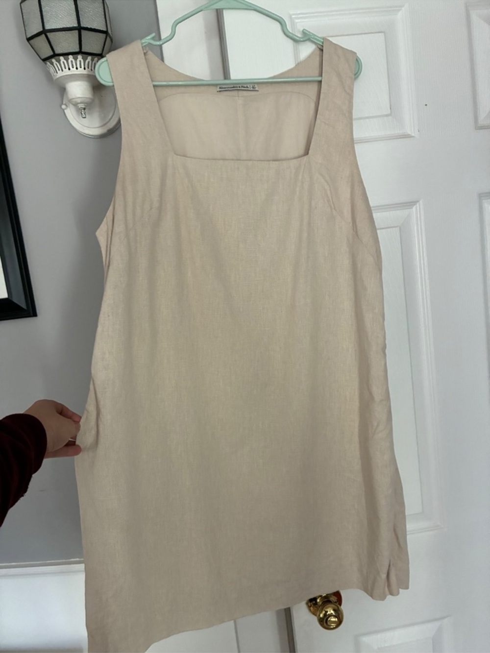 Abercrombie & Fitch Cream Square-Neck Linen Blend Tank